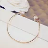 super glittering ! New fashion ins luxury designer diamond pearl open bangle bracelet for woman yong girls 18cm rose gold