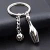 Creative Bowling Pin Ball Pendant Car Key Ring Purse Bag Ornament Silver Keychain For Friends Gifts