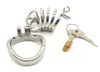 Dispositivo di castità maschile in acciaio inossidabile Cintura per cazzi per adulti Gabbia con anello per gallo a forma di arco BDSM Bondage Sex Toy 12C