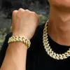 12mm Iced Out Cuban Chain Choker Halsband Vitguld Fashion Hip Hop Cuban Link CZ 18/20/24 tum Rapper halsband smycken