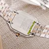 Panthere de 27mm W2PN0007 White Diast Swiss Quartz Women Watch Dwon ton żółtej złotej stalowej bransoletki szafir