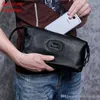 borsa da uomo all'ingrosso multifunzionale borsa da polso moda in pelle morbida e confortevole primo strato in pelle business mano frizione goffrata leath