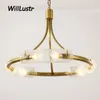 Amerikanischen Stil Kupfer Anhänger Licht Luxus Glas Kronleuchter Hotel Café Wohnzimmer Esszimmer Studie Schlafzimmer Suspension Lampe