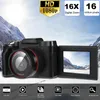 フルHD 1080p 16MPプロフェッショナルデジタルビデオカメラカムコーダー16xデジタルズームブロギングフリップセルフィービデオカメラ