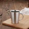 Stainless Steel Coffee Cups Double Layer Anti Scald Mugs With Handle Portable Mug Eco Friendly Drinking Cup Water Bottle GGA1924