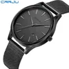 CRRJU relógio preto masculino relógios de marca de luxo famoso relógio de pulso masculino relógio preto quartzo relógio de pulso calendário relógio masculino230b