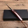 Coltello pieghevole tascabile piccolo Damasco VG10-Lama a goccia in acciaio damasco Manico in palissandro Coltelli regalo con ingranaggio EDC