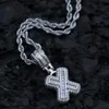 A-Z Baguette Initials Letters Pendant for Men n Women Micro Pave Cubic Zircon DIY Hip Hop Necklace With Rope Chain257o