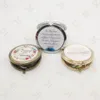 100 stks/partij Custom LOGO Draagbare Make Up Pocket Compacte Spiegel Zilver Antiek Koper Goud Zwart Cosmetische Portemonnee Spiegels