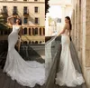 Seksi Sıcak Satmak Mermaid Gelinlik Spagetti Kayışı Kolsuz Aplike Sequins Dantel Gelin Elbise Mahkemesi Tren Custom Made Robes de Mariée