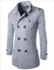 Hot Men's Slim Casual Fashion Double-Breasted Woolen Windbreak Trench Coats Man Overcoat 3 Color M-4XL Y014