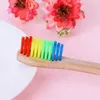 Wooden Rainbow Bamboo Toothbrush Environmentally Wood Toothbrush Soft Bristle Head Bamboo Toothbrush