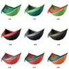 12 cores de pano de pára-quedas ao ar livre Hammock Campo dobrável Camping Balanço Cama de suspensão Nylon Hammock com Carabiners de corda DBC DH1338-1