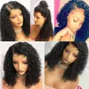 180 Density part 360 Lace Frontal Wigs deep Curly synthetic wig With Baby Hair Short Bob Curly Wigs for africa american wome2120923