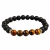 Heet verkoop natuurlijke edelsteen amethist vulkanische rotsen tijgers oog kralen armband mannen womens multicolor kristal stapelbare armband sieraden