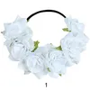 Grande Fiore Rosa fascia copricapo da sposa da sposa di Halloween dei capelli Ghirlanda accessori floreali Corona Hairband con elastico Ribbon