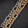 Gelado fora Figaro Pulseira 13mm Bling Miami Cuban Link Full Strass Hiphop Mens Braceletes Hip Hop Jóias