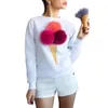 Sweaters Women Cute Hair Ball Decoration Pullovers Tops Ladies Ice Cone Embroidery O-Neck Long Sleeve Sweater Women's