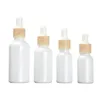 15ml 30ml 50ml Frosted Amber clare milk White Glass Dropper Bottle with plastic Cap 1oz Bamboo Essential OilBottle