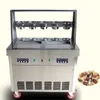 BEIJAMEI Macchina per Rotoli di Gelato Fritto a Doppia Padella Quadrata / 110V 220V Macchina per Gelato a Padella Piatta Thailandia