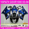 Corps d'injection pour SUZUKI GSXR-1000 GSXR1000 03 04 Carrosserie 10HM.0 GSX-R1000 GSX R1000 03 04 K3 GSXR 1000 2003 2004 Carénage Usine bleu chaud