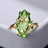 10pcs/lot Wholesale Holiday Gift Jewelry Horse eye Grass Green Topaz Gems Gold Plated Creative Dragonfly Ring USA Size 7 8