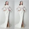 Prom Dresses New 2020 Lace Appliqued Long Sleeves Side Split Mermaid Evening Gowns Sweep Train Special Occasion Dress Party Dress