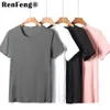 2019 Cool T Shirt Uomo 95% Fibra di bambù Hip Hop Basic T-shirt bianca vuota per uomo Fashion Tshirt Summer Top Tee Top Plain Black