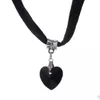 Collar con forma de corazón Harajuku japonés, colgante de resina con cadena de terciopelo, Gargantilla de corazón de melocotón Vintage para niñas, 6 colores