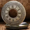 Vintage Classical Bronze Mechanical Handwinding Pocket Watch Hollow Out Case Mens Womens Clock Timepiece with Pendant Chain