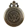 Retro zegarki Pieczęć prezydenta Stany Zjednoczone Ameryka Białe Dom Donald Trump Quartz Pocket Watch Kolekcje sztuki dla mężczyzn WOM2968