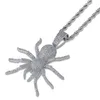 Ny Iced Out CZ Spider Pendant Halsband Mens Micro Paled Hip Hop Gold Silver Color Bling Charm Chain Jewelry4757666