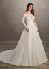 Romantic Lace Off Shoulder Wedding Dresses With Illusion Long Sleeves Princess Robes De Mariée Bridal Dress Reception Vestidos De Novia