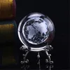 60mm 3d laser aarde vier blad klaver gegraveerde roos kristallen bol miniatuur bloem globe glazen bol woondecoratie ornament