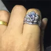 Charm Flower Shape Promise Ring Set da sposa 925 Sterling Silver 5A cz Fedi nuziali di fidanzamento per gioielli da donna