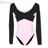 Bühnenabnutzungsballett Gymnastik Trikot Ballerina Training Kostüm für Frauen Tanz Erwachsene Yoga Bodysuit Farbe Kontrastanzug