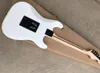 Guitare électrique blanche pour gaucher avec Floyd Rose, manche en érable, pickguard blanc, peut être personnalisée sur demande