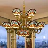 Hochwertige Tiffany-Lampen, Bar-Wohnzimmer-Kronleuchter, europäischer Retro-Kronleuchter für mediterrane Villa und Esszimmer