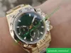 Ar Fashion 40mm quadrante verde 904l oro 18 carati placcato 7750 movimento meccanico automatico orologi funzione di cronometraggio orologi di design