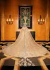 Luxury Gold Mermaid Lace Wedding Dresses With Detachable Train V Neck Appliqued Beaded Bridal Gowns Long Sleeves Organza robes de 247M