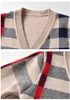 Pojkar Tjejer Cardigan Tröja 2019 Höst Vinter Preppy Style V-Neck Barn Coat Spring Baby Kids Sweater Stripe Plaid Kläder