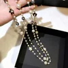 Hela lyxdesigner Classic Style Elegant Flowers Colorful Pearls Long Chain Double Layer tröja Uttalande Halsband för WO234C