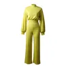 Neue Frauen Herbst Elegante Mode Slim Fit Solide Dünne Beiläufige Overalls Büro Look Arbeit Laterne Hülse Mock Neck Jumpsuits243S