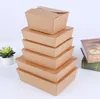 Good quality Kraft Paper Food Box water Oil proof Fast food packing boxes Disposable takeaway lunch box fried chicken sushi salad paper box