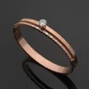 Fashion-Steel Smycken Romerska Numeral Roterande Singel Diamant Armband 18K Rose Gold Ladies Single Row Diamant Armband