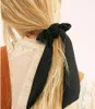 Vintage Solid Color Hair Scrunchies Big Long Bow Ponytail Holder Rubber Rope Headband Ties Decoration for Women Girl Wedding Hair Accessorie