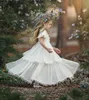 Bohemia Lace Flower Girl платья для пляжных свадебных платьев с короткими рукавами длина пола.