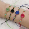 Handmade Druzy Resin Stone Bracelet Make a Wish Card Wax Rope Braided Bracelets Bangles With Rice Bead for Women Girls Summer Beach Jewelry