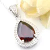 925 Silver Vintage Drop Moonstone Garnet Citrine Gems Engagement Pendants Necklaces Weddings Jewelry For Women With Chain 12Pcs LuckyShine