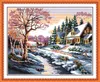 Snowscape 1 집 장식 그림, Handmade Cross Stitch 자수 바느질 작업으로 캔버스에 인쇄 DMC 14CT / 11CT